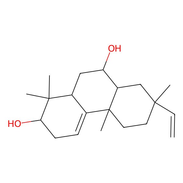 2D Structure of (2S,4bR,7R,8aR,9S,10aR)-7-ethenyl-1,1,4b,7-tetramethyl-3,5,6,8,8a,9,10,10a-octahydro-2H-phenanthrene-2,9-diol