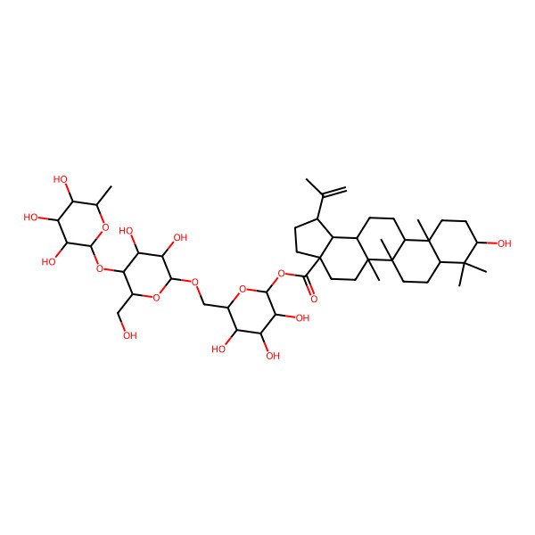 2D Structure of 3alpha-Hydroxylup-20(29)-en-28-oic acid 6-O-[4-O-alpha-L-rhamnopyranosyl-beta-D-glucopyranosyl]-beta-D-glucopyranosyl ester