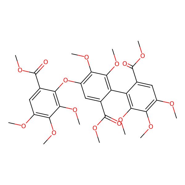 2D Structure of Methyl 2-[2,3-dimethoxy-6-methoxycarbonyl-4-(2,3,4-trimethoxy-6-methoxycarbonylphenoxy)phenyl]-3,4,5-trimethoxybenzoate