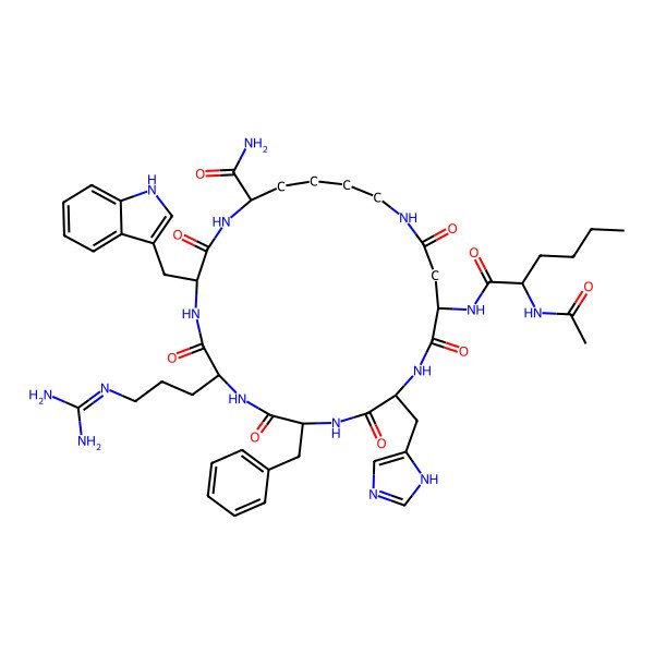 2D Structure of Ac-Nle-Asp(1)-His-Phe-Arg-Trp-Lys(1)-NH2