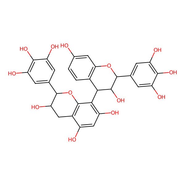 2D Structure of (2R,3R)-8-[(2R,3S,4R)-3,7-dihydroxy-2-(3,4,5-trihydroxyphenyl)-3,4-dihydro-2H-chromen-4-yl]-2-(3,4,5-trihydroxyphenyl)-3,4-dihydro-2H-chromene-3,5,7-triol
