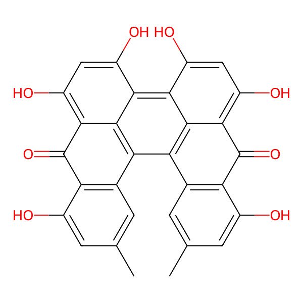 2D Structure of 7,11,13,16,18,22-hexahydroxy-5,24-dimethylheptacyclo[13.11.1.12,10.03,8.019,27.021,26.014,28]octacosa-1,3(8),4,6,10,12,14(28),15(27),16,18,21(26),22,24-tridecaene-9,20-dione