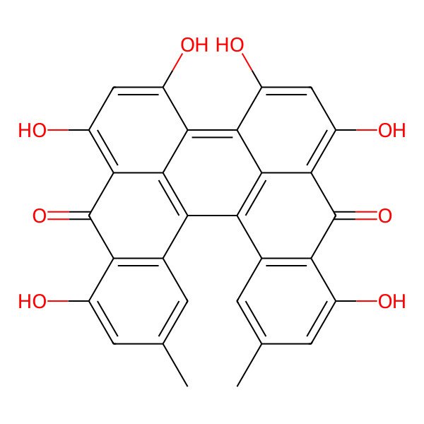 2D Structure of 7,11,13,16,18,22-hexahydroxy-5,24-dimethylheptacyclo[13.11.1.12,10.03,8.019,27.021,26.014,28]octacosa-1,3(8),4,6,10,12,14(28),15(27),16,18,21(26),22,24-tridecaene-9,20-dione