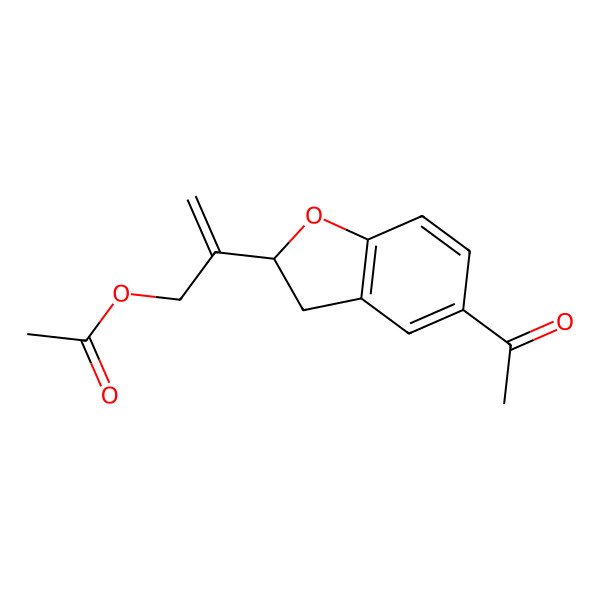 2D Structure of Acetic acid 2-((R)-5-acetyl-2,3-dihydro-benzofuran-2-yl)-allyl ester