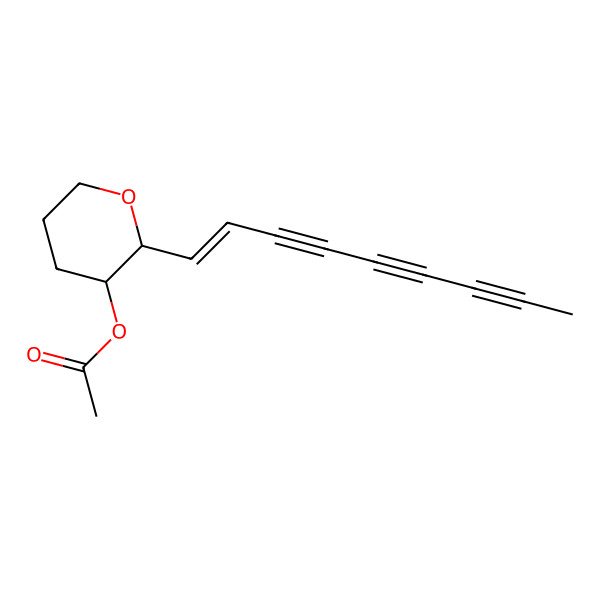2D Structure of Acetic acid (2S)-tetrahydro-2beta-[(E)-1-nonene-3,5,7-triynyl]-2H-pyran-3alpha-yl ester