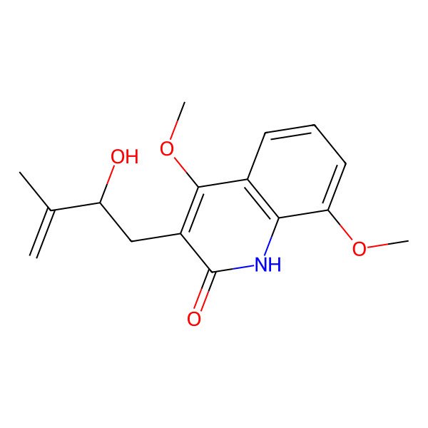 2D Structure of 3-(2-hydroxy-3-methylbut-3-enyl)-4,8-dimethoxy-1H-quinolin-2-one