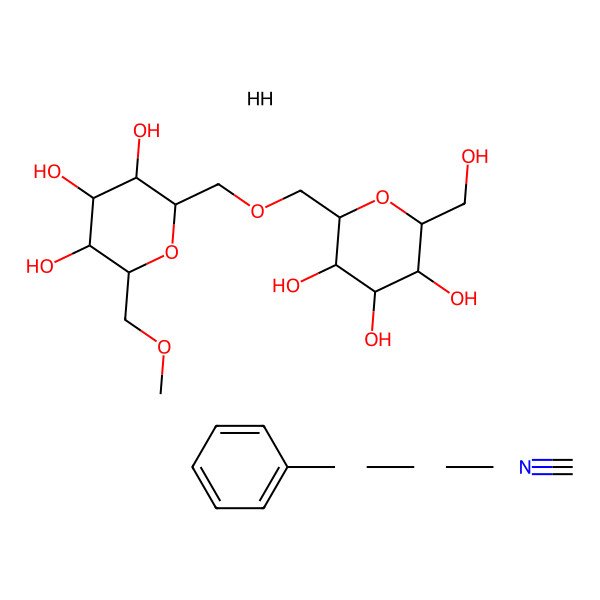 2D Structure of ethane;formonitrile;2-(hydroxymethyl)-6-[[3,4,5-trihydroxy-6-(methoxymethyl)oxan-2-yl]methoxymethyl]oxane-3,4,5-triol;molecular hydrogen;toluene