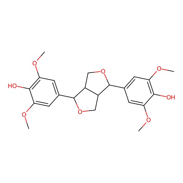 2D Structure of 4-[(3S,3aS,6S,6aS)-6-(4-hydroxy-3,5-dimethoxy-phenyl)-1,3,3a,4,6,6a-hexahydrofuro[3,4-c]furan-3-yl]-2,6-dimethoxy-phenol