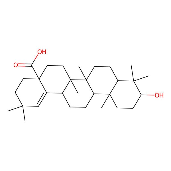 2D Structure of (4aS,6aR,6aR,6bR,10R,12aR)-10-hydroxy-2,2,6a,6b,9,9,12a-heptamethyl-3,4,5,6,6a,7,8,8a,10,11,12,13,14,14a-tetradecahydropicene-4a-carboxylic acid