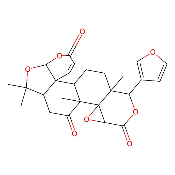 2D Structure of (1R,2S,7R,10R,13R,14R,16S,19S,20S)-19-(furan-3-yl)-9,9,13,20-tetramethyl-6,8,15,18-tetraoxahexacyclo[11.9.0.02,7.02,10.014,16.014,20]docos-3-ene-5,12,17-trione