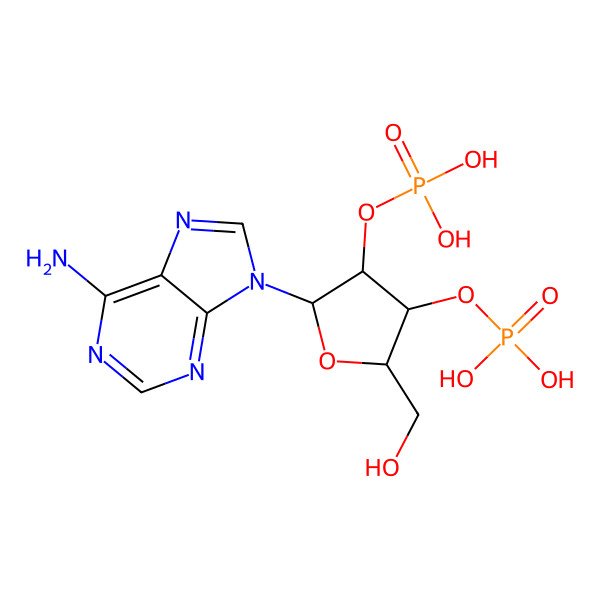 2D Structure of [(2R,3R,4R,5R)-2-(6-aminopurin-9-yl)-5-(hydroxymethyl)-4-phosphonooxyoxolan-3-yl] dihydrogen phosphate