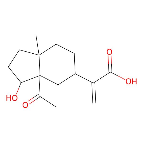 2D Structure of 2-[(3S,3aR,5R,7aS)-3a-acetyl-3-hydroxy-7a-methyl-2,3,4,5,6,7-hexahydro-1H-inden-5-yl]prop-2-enoic acid