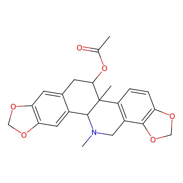 2D Structure of [(1S)-13,24-dimethyl-5,7,18,20-tetraoxa-24-azahexacyclo[11.11.0.02,10.04,8.014,22.017,21]tetracosa-2,4(8),9,14(22),15,17(21)-hexaen-12-yl] acetate