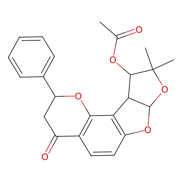 2D Structure of [(4S,12R,15S,16S)-14,14-dimethyl-6-oxo-4-phenyl-3,11,13-trioxatetracyclo[8.6.0.02,7.012,16]hexadeca-1(10),2(7),8-trien-15-yl] acetate