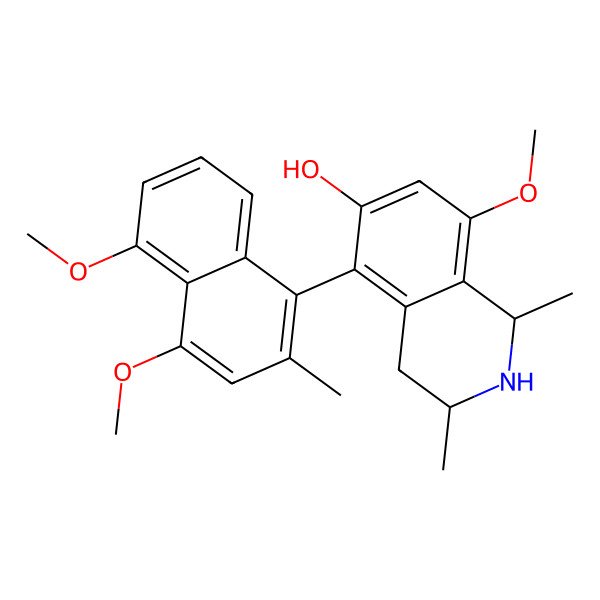 2D Structure of (1S)-1,2,3,4-Tetrahydro-8-methoxy-1alpha,3beta-dimethyl-5-[(aR)-4,5-dimethoxy-2-methyl-1-naphthalenyl]isoquinoline-6-ol