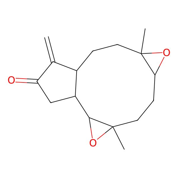 2D Structure of (1S,2R,4R,7R,9R,12S)-4,9-dimethyl-13-methylidene-3,8-dioxatetracyclo[10.3.0.02,4.07,9]pentadecan-14-one