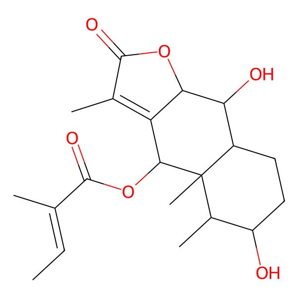 2D Structure of [(4S,4aR,5R,6S,8aS,9S,9aS)-6,9-dihydroxy-3,4a,5-trimethyl-2-oxo-4,5,6,7,8,8a,9,9a-octahydrobenzo[f][1]benzofuran-4-yl] (Z)-2-methylbut-2-enoate
