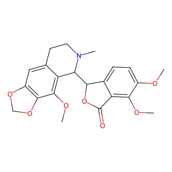 2D Structure of (3R)-6,7-dimethoxy-3-(4-methoxy-6-methyl-7,8-dihydro-5H-[1,3]dioxolo[4,5-g]isoquinolin-5-yl)-3H-2-benzofuran-1-one