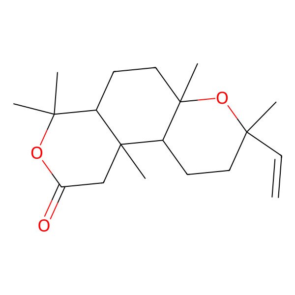 2D Structure of (4aS,6aS,8R,10aS,10bR)-8-ethenyl-4,4,6a,8,10b-pentamethyl-4a,5,6,9,10,10a-hexahydro-1H-pyrano[4,3-f]chromen-2-one