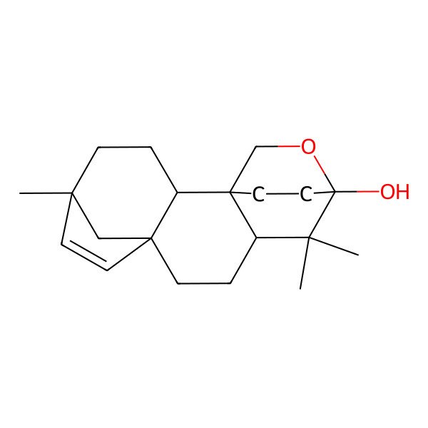 2D Structure of (1S,2S,5R,8S,11R,13S)-5,12,12-trimethyl-14-oxapentacyclo[11.2.2.15,8.01,11.02,8]octadec-6-en-13-ol