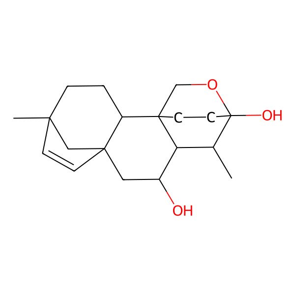 2D Structure of (1S,2S,5R,8R,10S,11S,12R,13S)-5,12-dimethyl-14-oxapentacyclo[11.2.2.15,8.01,11.02,8]octadec-6-ene-10,13-diol