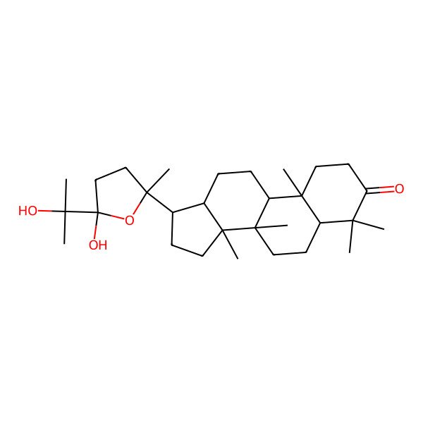 2D Structure of (5R,8R,9R,10R,13R,14R,17S)-17-[(2S)-5-hydroxy-5-(2-hydroxypropan-2-yl)-2-methyloxolan-2-yl]-4,4,8,10,14-pentamethyl-1,2,5,6,7,9,11,12,13,15,16,17-dodecahydrocyclopenta[a]phenanthren-3-one