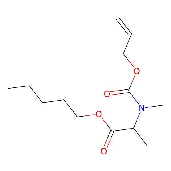 2D Structure of Alanine, N-methyl-N-allyloxycarbonyl-, pentyl ester 2D Structure of Alanine, N-methyl-N-allyloxycarbonyl-, pentyl ester