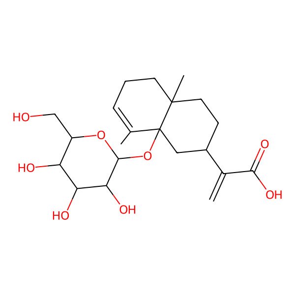 2D Structure of 2-[(2R,4aR,8aS)-4a,8-dimethyl-8a-[(2S,3R,4S,5S,6R)-3,4,5-trihydroxy-6-(hydroxymethyl)oxan-2-yl]oxy-1,2,3,4,5,6-hexahydronaphthalen-2-yl]prop-2-enoic acid