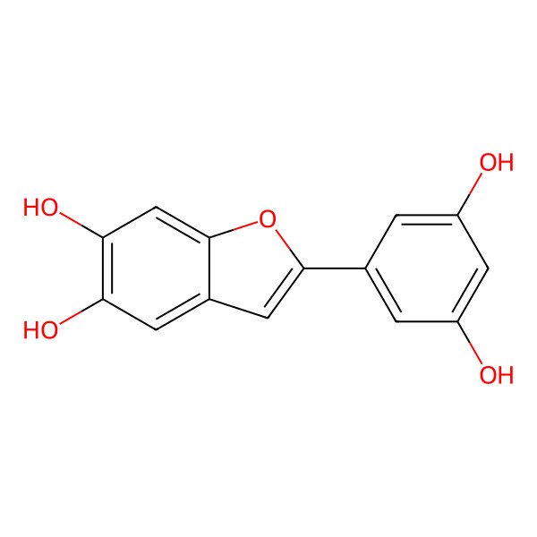 2D Structure of 2-(3,5-Dihydroxyphenyl)-1-benzofuran-5,6-diol
