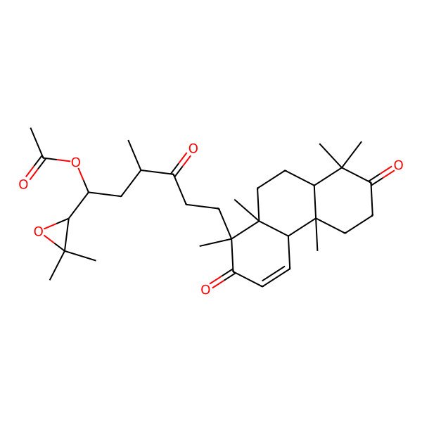 2D Structure of [(1S,3R)-6-[(1R,4aS,4bS,8aR,10aS)-1,4b,8,8,10a-pentamethyl-2,7-dioxo-4a,5,6,8a,9,10-hexahydrophenanthren-1-yl]-1-[(2R)-3,3-dimethyloxiran-2-yl]-3-methyl-4-oxohexyl] acetate