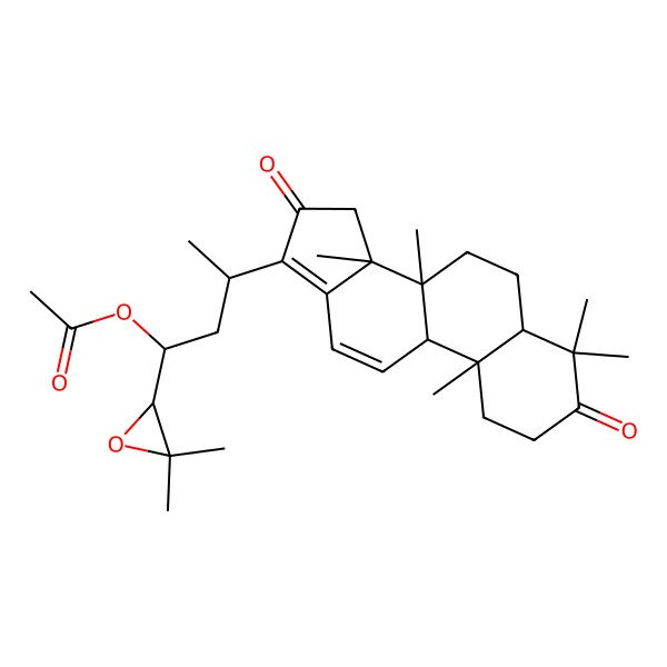 2D Structure of [(1S,3R)-1-[(2R)-3,3-dimethyloxiran-2-yl]-3-[(5R,8S,9S,10S,14R)-4,4,8,10,14-pentamethyl-3,16-dioxo-2,5,6,7,9,15-hexahydro-1H-cyclopenta[a]phenanthren-17-yl]butyl] acetate