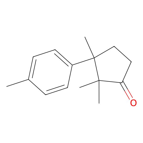 2D Structure of (3S)-2,2,3-trimethyl-3-(4-methylphenyl)cyclopentan-1-one 2D Structure of (3S)-2,2,3-trimethyl-3-(4-methylphenyl)cyclopentan-1-one
