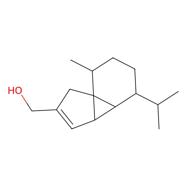 2D Structure of (10-Methyl-7-propan-2-yl-3-tricyclo[4.4.0.01,5]dec-3-enyl)methanol