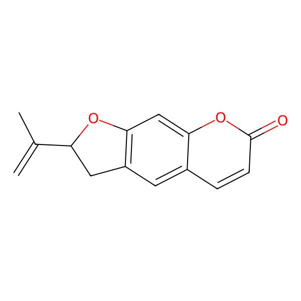 2D Structure of (2R)-2-prop-1-en-2-yl-2,3-dihydrofuro[3,2-g]chromen-7-one