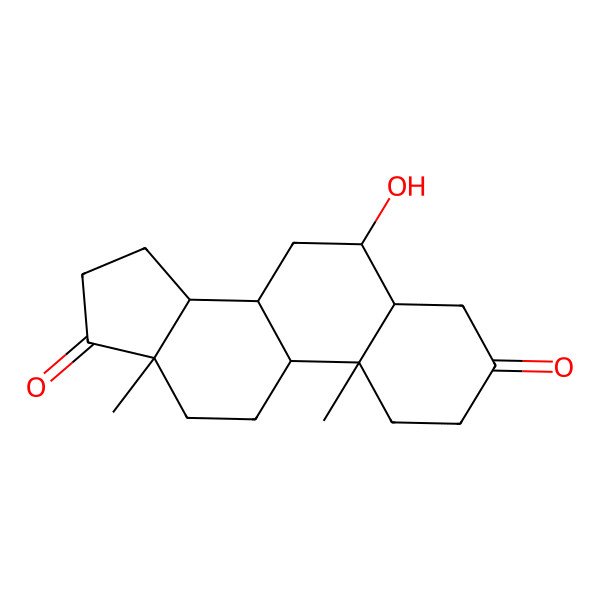 2D Structure of Androstane-3,17-dione, 6-hydroxy-, (5alpha,6alpha)-