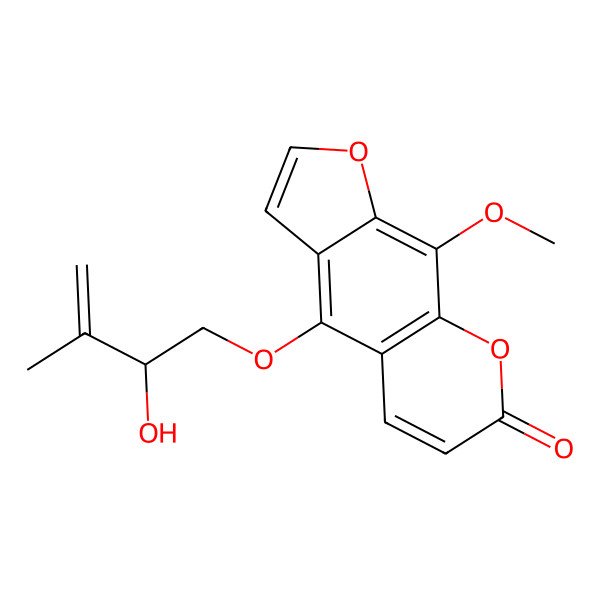 2D Structure of 4-(2-Hydroxy-3-methylbut-3-enoxy)-9-methoxyfuro[3,2-g]chromen-7-one