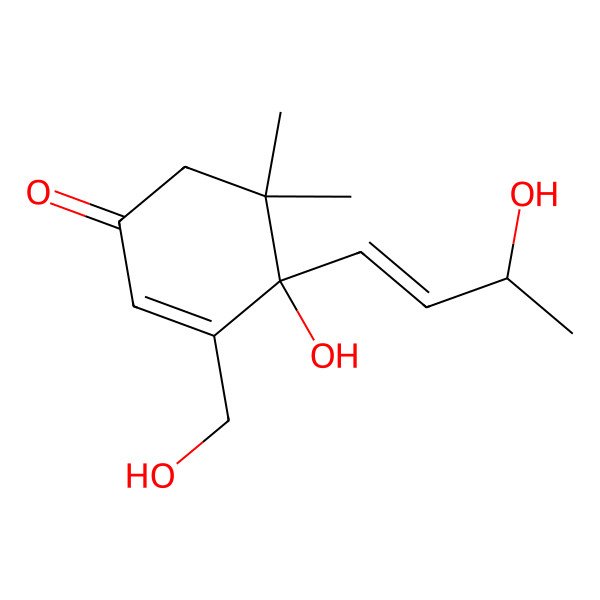 2D Structure of (4S)-4-Hydroxy-4-[(1E,3R)-3-hydroxy-1-buten-1-yl]-3-(hydroxymethyl)-5,5-dimethyl-2-cyclohexen-1-one