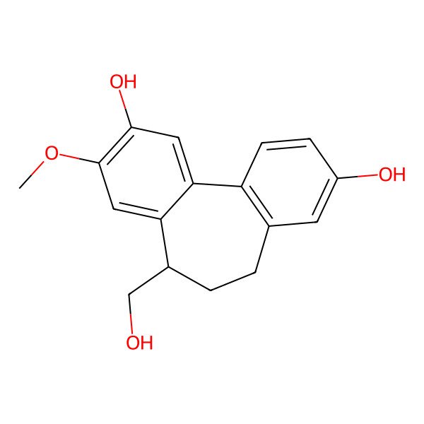 2D Structure of (8R)-8-(hydroxymethyl)-5-methoxytricyclo[9.4.0.02,7]pentadeca-1(11),2,4,6,12,14-hexaene-4,13-diol