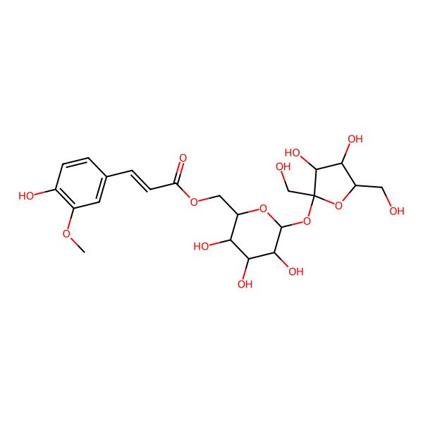 2D Structure of ((2R,3S,4S,5R,6R)-6-(3,4-Dihydroxy-2,5-Bis(Hydroxymethyl)Oxolan-2-Yl)Oxy-3,4,5-Trihydroxyoxan-2-Yl)Methyl (E)-3-(4-Hydroxy-3-Methoxyphenyl)Prop-2-Enoate