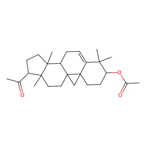 2D Structure of [(1S,3S,6S,11S,12S,15S,16R)-15-acetyl-7,7,12,16-tetramethyl-6-pentacyclo[9.7.0.01,3.03,8.012,16]octadec-8-enyl] acetate