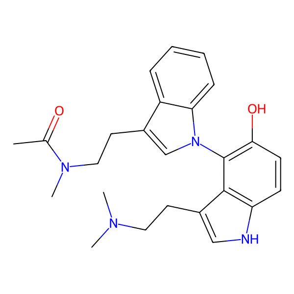 2D Structure of N-[2-[1-[3-[2-(dimethylamino)ethyl]-5-hydroxy-1H-indol-4-yl]indol-3-yl]ethyl]-N-methylacetamide