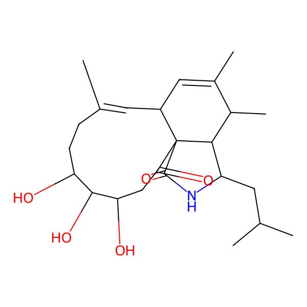 2D Structure of (1S,4S,5S,6S,9E,11S,14S,15R,16S)-4,5,6-trihydroxy-9,13,14-trimethyl-16-(2-methylpropyl)-17-azatricyclo[9.7.0.01,15]octadeca-9,12-diene-2,18-dione