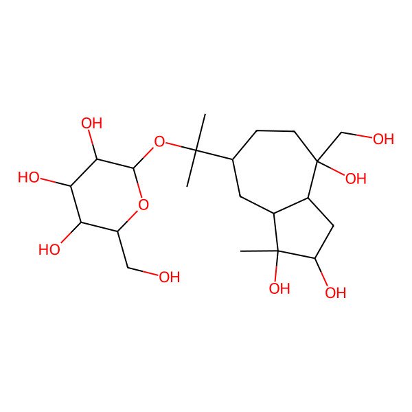 2D Structure of (2S,3R,4S,5S,6R)-2-[2-[(2S,3S,3aR,5R,8R,8aS)-2,3,8-trihydroxy-8-(hydroxymethyl)-3-methyl-1,2,3a,4,5,6,7,8a-octahydroazulen-5-yl]propan-2-yloxy]-6-(hydroxymethyl)oxane-3,4,5-triol