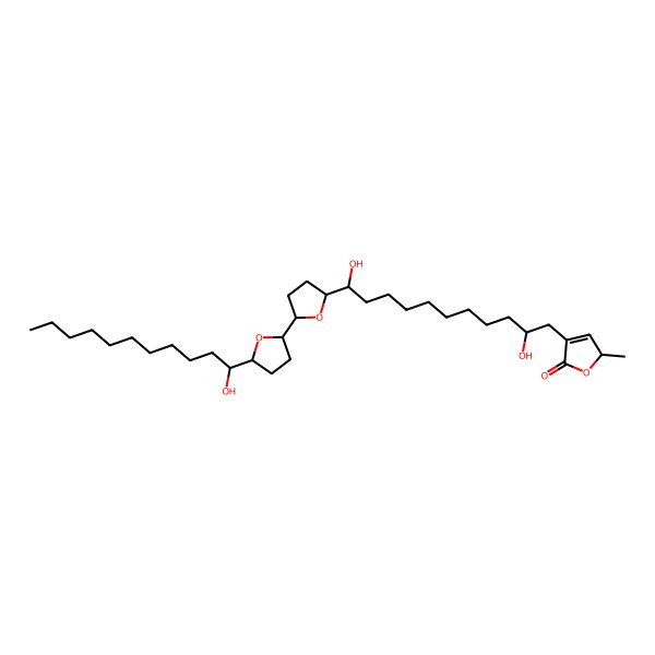 2D Structure of (2R)-4-[(2S)-2,11-dihydroxy-11-[5-[5-(1-hydroxyundecyl)oxolan-2-yl]oxolan-2-yl]undecyl]-2-methyl-2H-furan-5-one