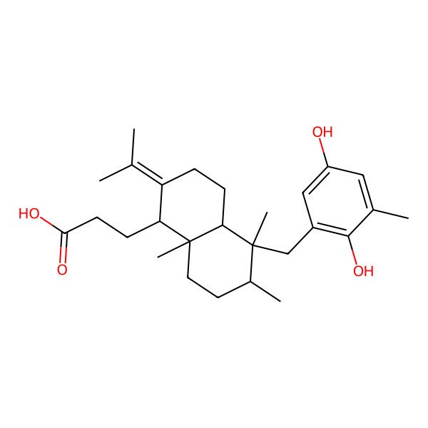 2D Structure of (1S,4abeta)-2-Isopropylidene-5,6beta,8aalpha-trimethyl-5beta-(2,5-dihydroxy-3-methylbenzyl)decalin-1alpha-propanoic acid