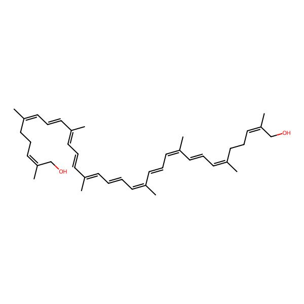 2D Structure of (2Z,6Z,8Z,10Z,12Z,14Z,16E,18E,20E,24E,30E)-2,6,10,14,19,23,27,31-octamethyldotriaconta-2,6,8,10,12,14,16,18,20,22,24,26,30-tridecaene-1,32-diol