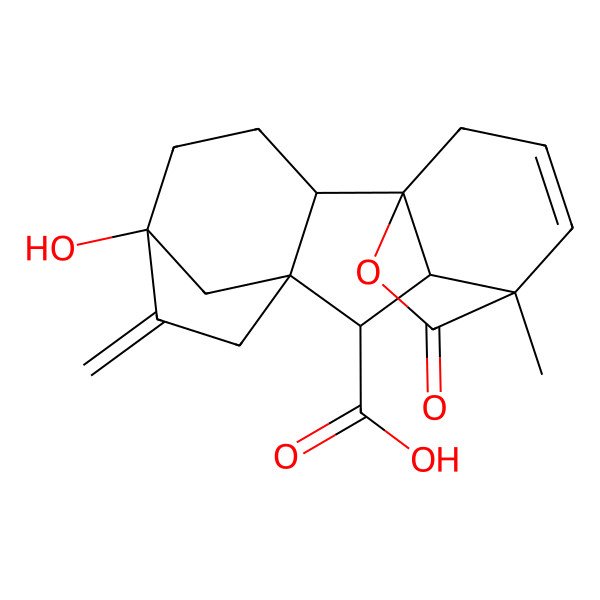 2D Structure of (2R,5S,8S,9S,10R,11S)-5-hydroxy-11-methyl-6-methylidene-16-oxo-15-oxapentacyclo[9.3.2.15,8.01,10.02,8]heptadec-12-ene-9-carboxylic acid