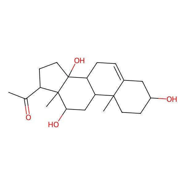2D Structure of 1-[(3S,12R,14S,17S)-3,12,14-trihydroxy-10,13-dimethyl-1,2,3,4,7,8,9,11,12,15,16,17-dodecahydrocyclopenta[a]phenanthren-17-yl]ethanone