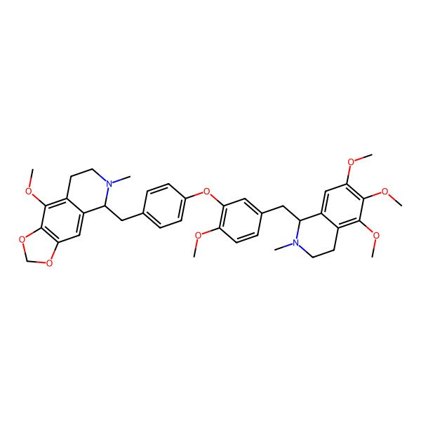 2D Structure of 9-methoxy-5-[[4-[2-methoxy-5-[[(1S)-5,6,7-trimethoxy-2-methyl-3,4-dihydro-1H-isoquinolin-1-yl]methyl]phenoxy]phenyl]methyl]-6-methyl-7,8-dihydro-5H-[1,3]dioxolo[4,5-g]isoquinoline