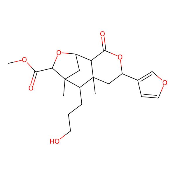 2D Structure of methyl (1S,2S,5S,7S,8S,9R,10S)-5-(furan-3-yl)-8-(3-hydroxypropyl)-7,9-dimethyl-3-oxo-4,11-dioxatricyclo[7.2.1.02,7]dodecane-10-carboxylate